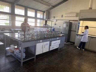 Laboratory equipment with researcher